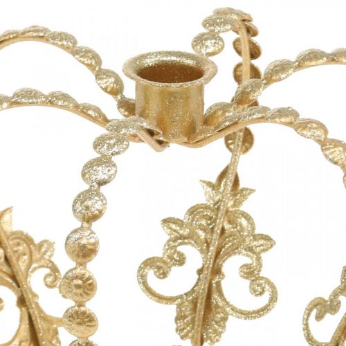 Floristik24 Karūnėlė su žvakidėle, puošmena Kalėdoms, puošmena metalu, dekoratyvinė karūna auksinė Ø19,5cm H16cm