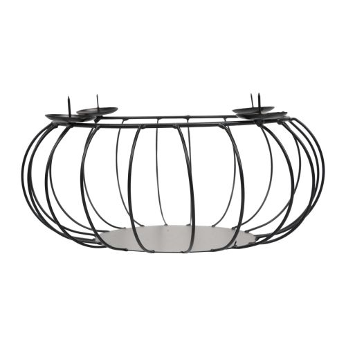 Floristik24 Žvakidė juodo metalo Advento vainiko metalinis dubuo Ø25cm