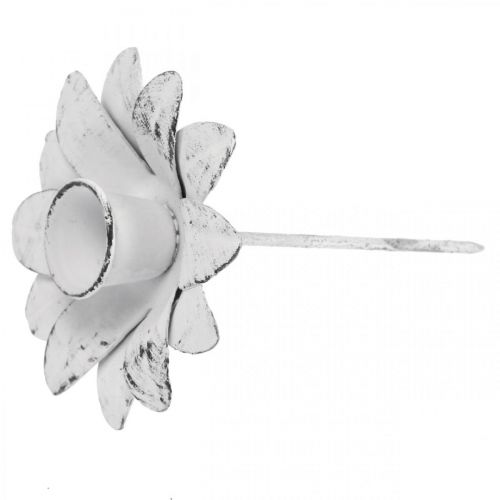 Floristik24 Žvakidė gėlių metalinė žvakidė klijuoti White Shabby Ø9cm