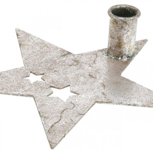 daiktų Metalo dekoravimo žvaigždė, kūgio formos žvakių laikiklis kalėdiniam sidabrui, senovinė išvaizda 20 cm × 19,5 cm