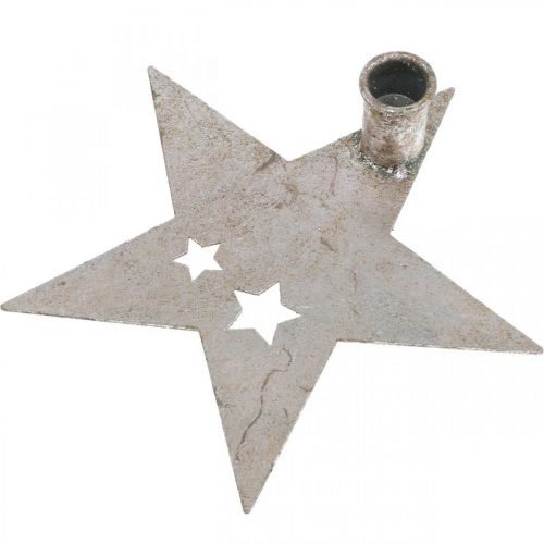 daiktų Metalo dekoravimo žvaigždė, kūgio formos žvakių laikiklis kalėdiniam sidabrui, senovinė išvaizda 20 cm × 19,5 cm