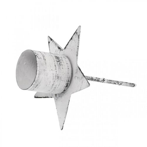 Floristik24 Žvaigždė užkimšimui, smailus žvakių laikiklis, Advento puošmena, žvakidė iš balto metalo, skurdus prašmatnus Ø6cm