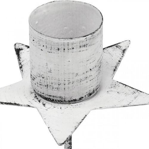Floristik24 Žvaigždė užkimšimui, smailus žvakių laikiklis, Advento puošmena, žvakidė iš balto metalo, skurdus prašmatnus Ø6cm