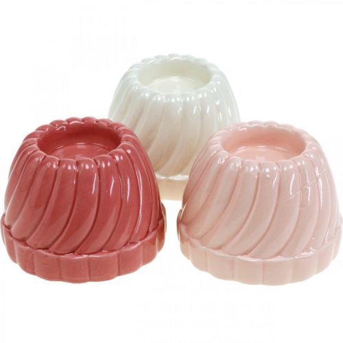 Floristik24 Gugelhupf arbatinės žvakės laikiklis, stalo puošmena, žvakidės kepimo forma, dekoratyvinis tortas H7cm 3vnt.