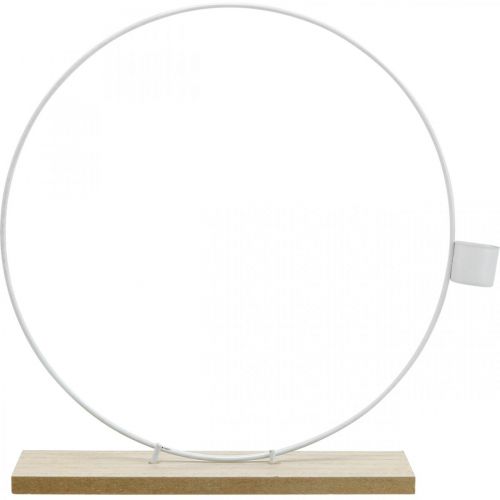 Floristik24 Dekoratyvinis žiedas su stovu balta žvakidė metalinė stalo puošmena Ø23cm