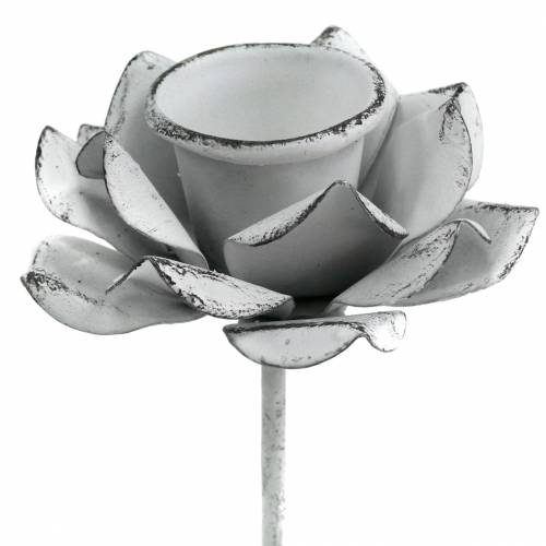 Floristik24 Žvakidė, gėlė, skirta priklijuoti, baltas metalas, Ø6×10cm, 4 vnt.