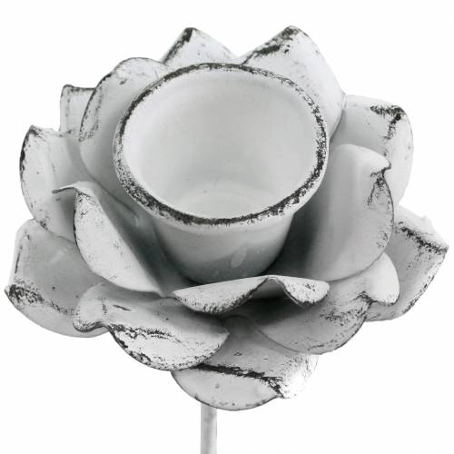Floristik24 Žvakidė, gėlė, skirta priklijuoti, baltas metalas, Ø6×10cm, 4 vnt.