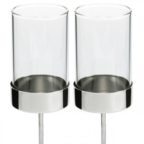 Įkišamas žvakidės metalinis/stiklas Ø5cm H19cm 4vnt