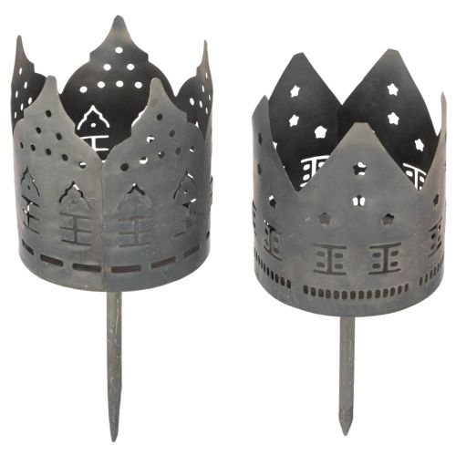 Arbatinės žvakutės su smaigaliu, namelio formos, kolonėlės formos, 6 cm, 2 vnt.