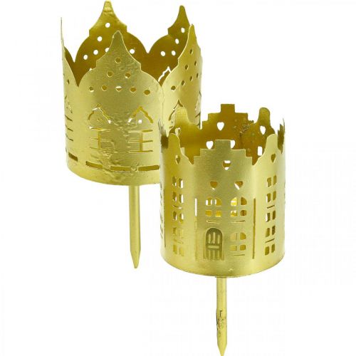 Floristik24 Žvakių laikiklis city gold arbatinės žvakidės laikiklis metalinis Ø6.5cm 4vnt