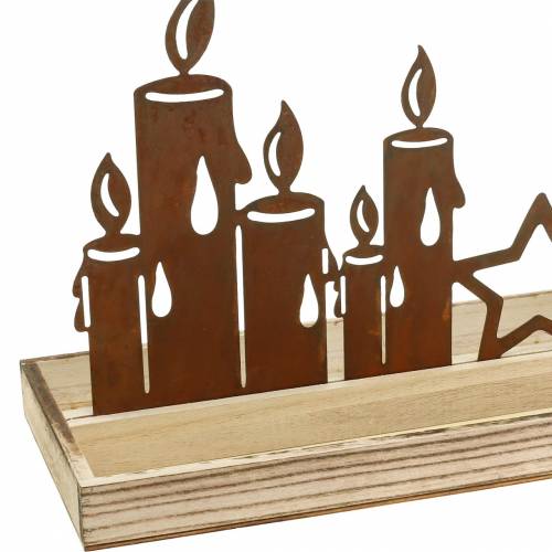 daiktų Medinis padėklas žvakės siluetas patina 50cm × 17cm