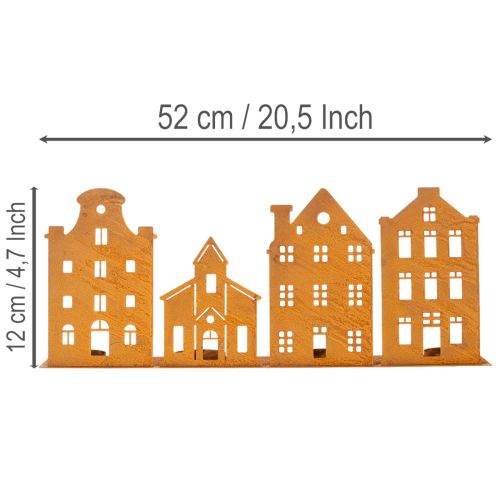 Žvakidės kalėdinės lemputės, dekoracijos nameliai, rūdžių spalvos, 52 × 12 cm | Floristik24.lt