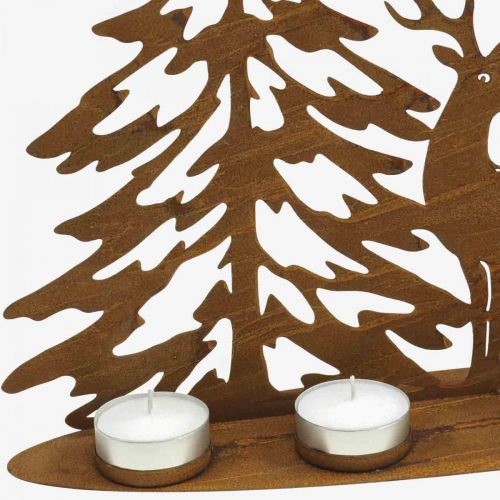 Floristik24 Žvakidė langų puošmena elnias miške rūdžių dekoracija 50×40cm