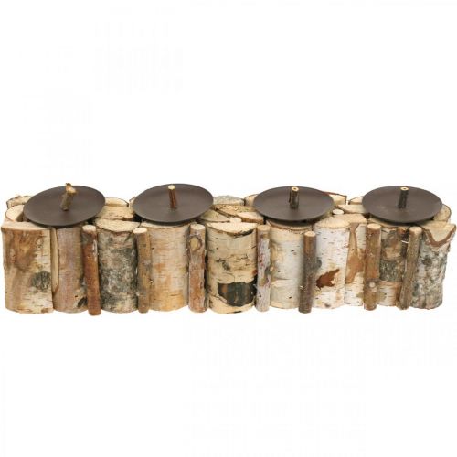 Floristik24 Stalo puošmena Advento beržo žvakidė mediena 45×8cm H9cm