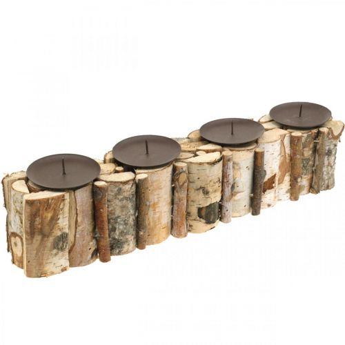 Floristik24 Stalo puošmena Advento beržo žvakidė mediena 45×8cm H9cm