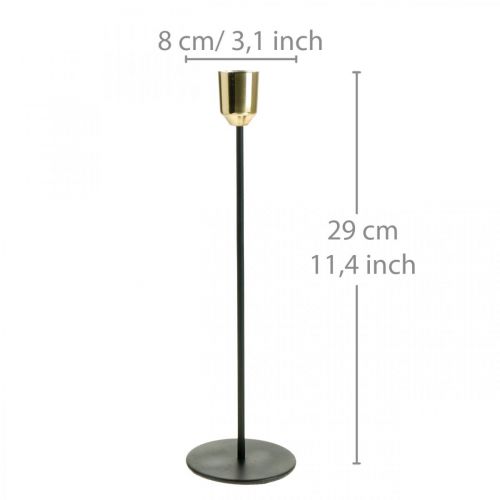 daiktų Žvakidė auksinė/juoda, žvakidė iš metalo H29cm Ø2.2cm