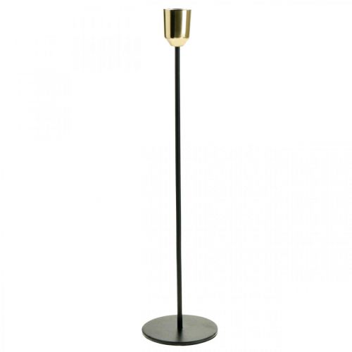Floristik24 Žvakidė, metalinė žvakidė, auksinė / juoda H33.5cm Ø2.2cm