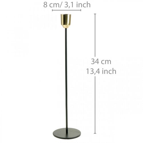 daiktų Žvakidė, metalinė žvakidė, auksinė / juoda H33.5cm Ø2.2cm