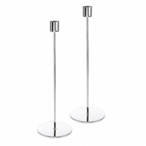 daiktų Metalinis žvakidžių rinkinys kūginėms žvakėms sidabras Ø2.2cm H28cm 2vnt.