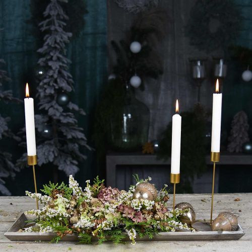 Floristik24 Žvakidė auksinė metalinė dekoratyvinė lazdelė žvakidė Ø10cm H20cm