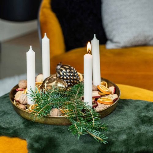 daiktų Žvakių lėkštė, Advento vainiko dubuo, kalėdinė puošmena aukso senovinė išvaizda Ø30cm