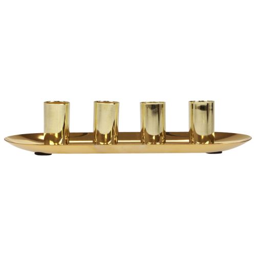 daiktų Žvakių plokštelė metalinė lazdelė žvakidė auksinė 23x9x4,5cm