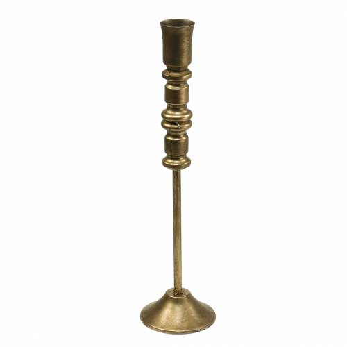 Floristik24 Vintage stiliaus žvakių laikiklis žalvario spalvos metalas Ø12,5cm H49cm
