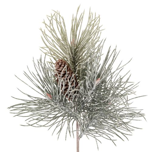 Dirbtinė pušies šaka su kankorėžiais, žiemiška, 40 cm