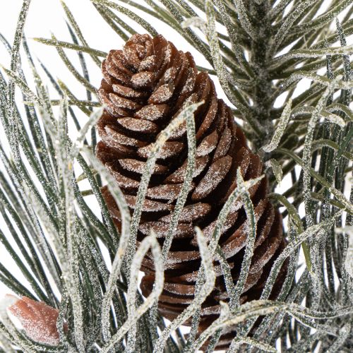 Dirbtinė pušies šaka su kankorėžiais, žiemiška, 40 cm | Floristik24.lt