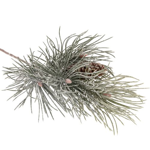 Dirbtinė pušies šaka su kankorėžiais, žiemiška, 40 cm | Floristik24.lt