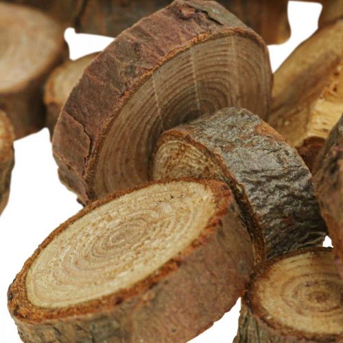 Floristik24 Mediniai diskai deko pabarstukai medinė pušis apvali Ø3-4cm 500g