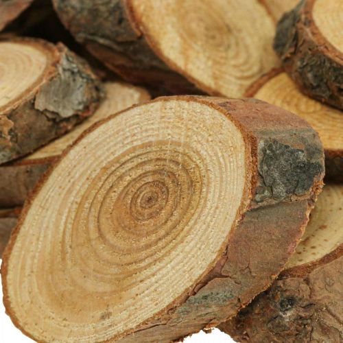 Floristik24 Mediniai diskai deco pabarstukai medžio pušis ovalus Ø4-5cm 500g