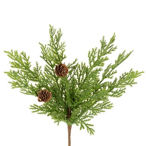 Dirbtinė pušies šaka su kankorėžiais, 28 cm, 6 vnt.