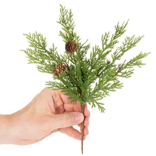 Dirbtinė pušies šaka su kankorėžiais, 28 cm, 6 vnt. | Floristik24.lt