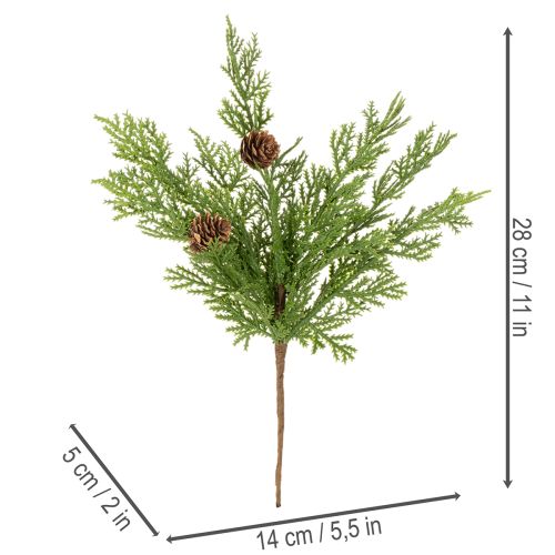 Dirbtinė pušies šaka su kankorėžiais, 28 cm, 6 vnt. | Floristik24.lt