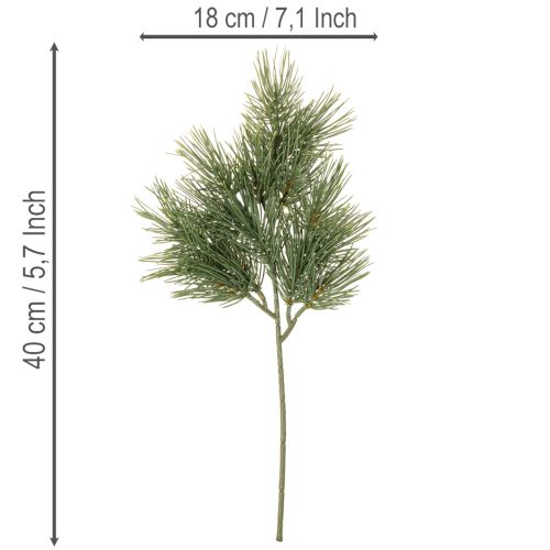 Dirbtinė pušies šaka žiemos dekoracijoms, 40 cm, 4 vnt. | Floristik24.lt