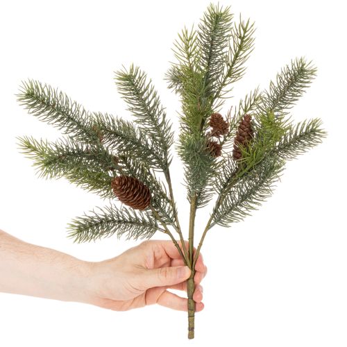 Dirbtinė eglės šakelė su kankorėžio dekoracija, 41 cm | Floristik24.lt