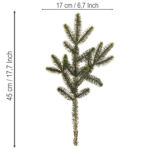 Dirbtinė eglės šaka stalo dekoravimui ir kompozicijoms, 45 cm, 3 vnt. | Floristik24.lt