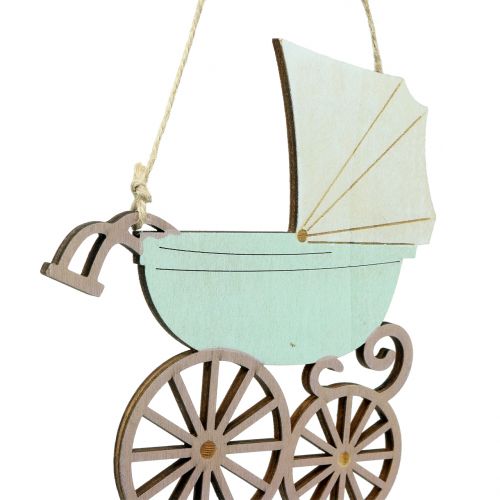 Floristik24 Deco pakabukas vežimėlis rožinis/mėlynas 16,5cm x 15cm 6vnt