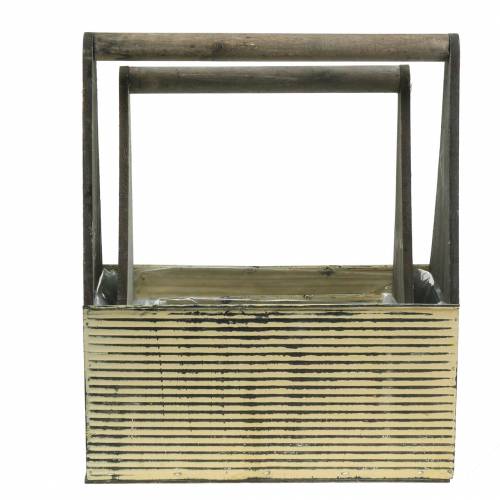 Floristik24 Sėjamoji su rankena kremu, pilkai baltai plauta mediena, metalas 30 × 12,5 cm / 28 × 12 cm rinkinys iš 2