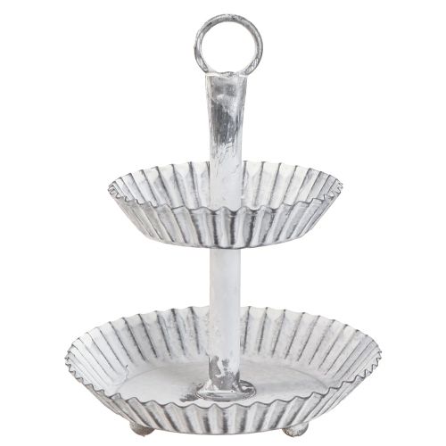 Floristik24 Tortų stovas Shabby Chic metalinis baltas 2 pakopų Ø16,5cm