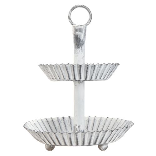 Floristik24 Tortų stovas Shabby Chic metalinis baltas 2 pakopų Ø16,5cm