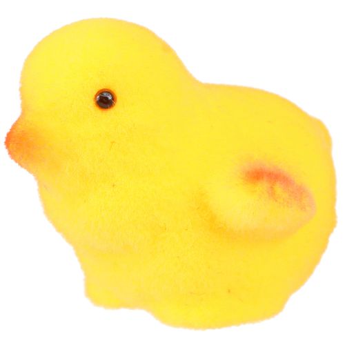 daiktų Maži velykiniai jaunikliai geltonai oranžiniai flokuoti H4,5cm 18 vnt