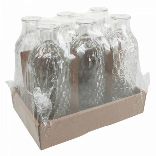 Floristik24 Maža stiklinė vaza vaza korio išvaizda dekoratyvinė vaza stiklas H20cm 6vnt