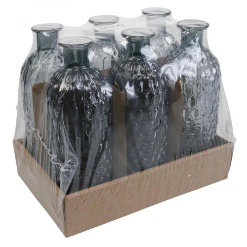 Floristik24 Maža stiklinė vaza vaza korio stiklas mėlynas pilkas H20cm 6vnt