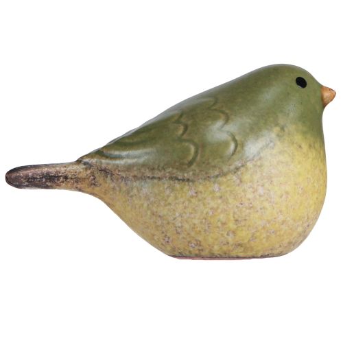 Floristik24 Mažas keraminis paukštelis keramikos puošmena spyruoklinė žalia 8,5cm 4 vnt