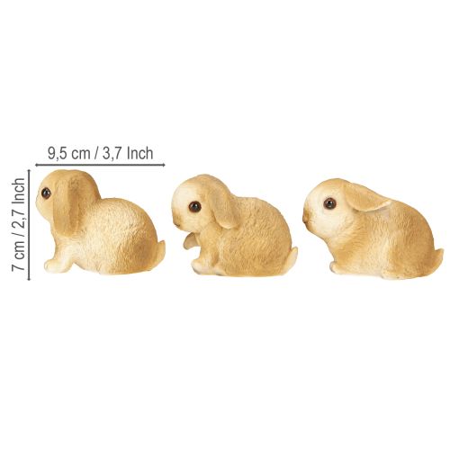daiktų Mažas Velykų zuikis Dekoratyvinis Bunny Polyresin 9×6×6,5cm 3vnt