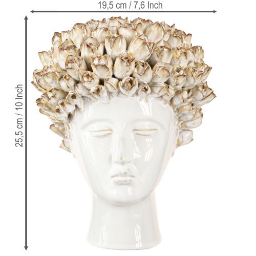 daiktų Galva Vaza Keraminė vaza su rožėmis Balta Ruda Ø19cm H2,5cm