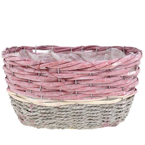 Floristik24 Ovalus krepšelių rinkinys iš 3 rožinių, natūralus