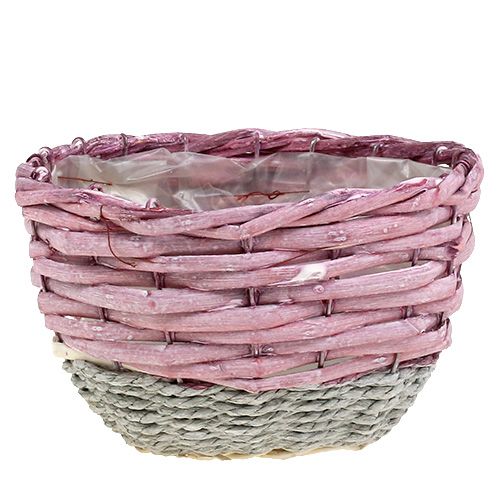 Floristik24 Apvalus krepšelio rinkinys 3 Ø14cm - 24cm rožinės spalvos, natūralus